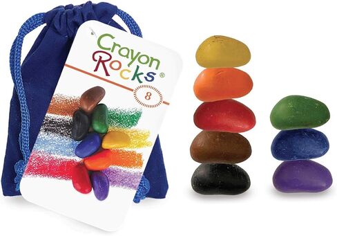 Crayon Rocks, Crayons in a Rock Shape, 8 Colors, Tripod Grip Made For Handwriting Development in Kids and Toddlers, Fun & Educational, Creative Activity, Comes in a Blue Velvet Bag in Saudi Arabia