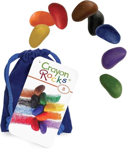 Crayon Rocks, Crayons in a Rock Shape, 8 Colors, Tripod Grip Made For Handwriting Development in Kids and Toddlers, Fun & Educational, Creative Activity, Comes in a Blue Velvet Bag in Saudi Arabia