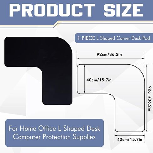 Amylove l Shaped Mouse Corner Desk Pad Waterproof Large Rubber Corner Mouse Pad for Office Home l Shaped Desk Gaming Setup Computer Protection Supplies, 36.2 Inches(Black) in Kuwait