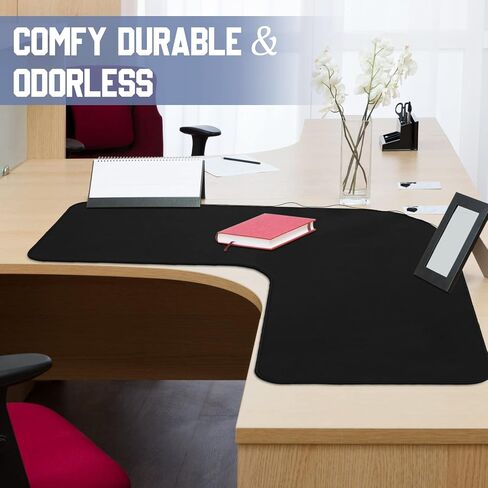 Amylove l Shaped Mouse Corner Desk Pad Waterproof Large Rubber Corner Mouse Pad for Office Home l Shaped Desk Gaming Setup Computer Protection Supplies, 36.2 Inches(Black) in Kuwait