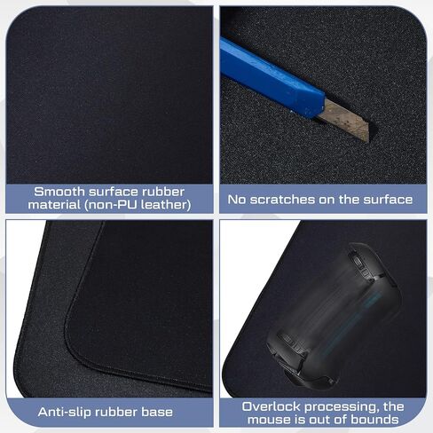 Amylove l Shaped Mouse Corner Desk Pad Waterproof Large Rubber Corner Mouse Pad for Office Home l Shaped Desk Gaming Setup Computer Protection Supplies, 36.2 Inches(Black) in Kuwait