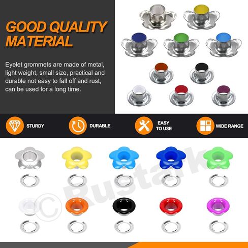 Rustark 403pcs 4 ألوان 5 ملم زهرة العيينة الحلقات مجموعة التشويش مع 3pcs أدوات إعداد grommet ، والجبن المعدنية الأزهار grommet in Saudi Arabia