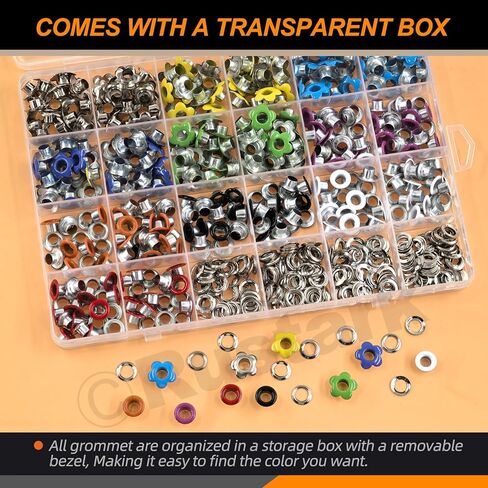Rustark 403pcs 4 ألوان 5 ملم زهرة العيينة الحلقات مجموعة التشويش مع 3pcs أدوات إعداد grommet ، والجبن المعدنية الأزهار grommet in Saudi Arabia
