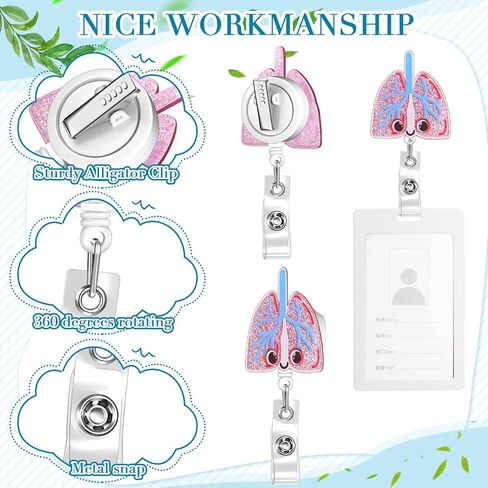 Crtiin 30 Pcs Nurse Badge Reel Bulk Retractable Nurse Badge Holders Medical Nurse Badge Clip Funny Nursing Badge Reel Glitter Brain Hear Badge Reel ID Name Badge Holder for Nursing Appreciation Gift in Saudi Arabia