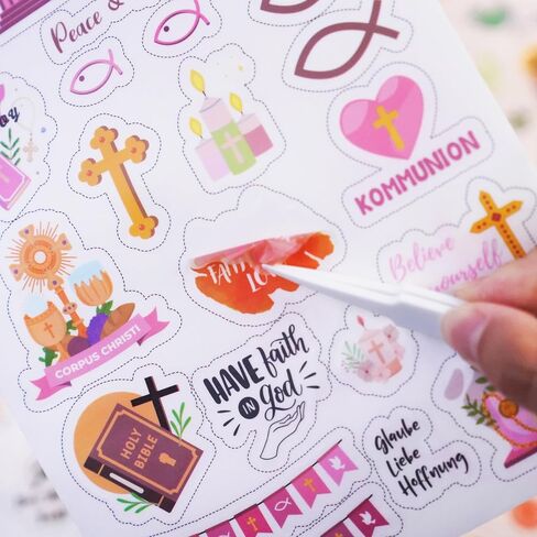 Christian Baptism Communion Confirmation Stickers - 205Pcs English & German Religious Faith Stickers for Scrapbooking,Invitations,Journals,Planner in Saudi Arabia