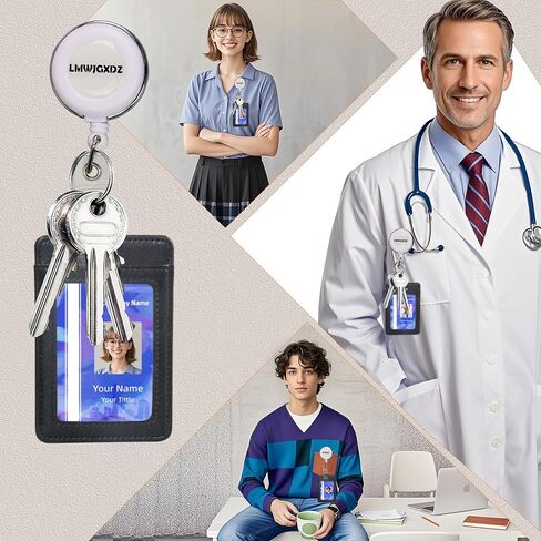 2 حزمة حامل شارة مريحة وأنيقة قابلة للسحب - مثالي للمفاتيح وشارات الهوية بكرات شارة مفاتيح ، ومقاطع حامل الهوية ، وأكثر تشملها. in Kuwait