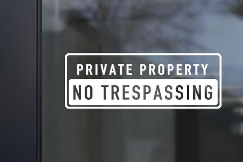 'Private Property No Trespassing' Vinyl Decal Sign 14"x5" Durable Waterproof ， No Trespassing Vinyl Sign Decal for Home, Farms, and Business Security (Outside, White) in Saudi Arabia
