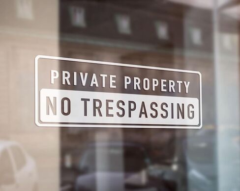 'Private Property No Trespassing' Vinyl Decal Sign 14"x5" Durable Waterproof ， No Trespassing Vinyl Sign Decal for Home, Farms, and Business Security (Outside, White) in Saudi Arabia