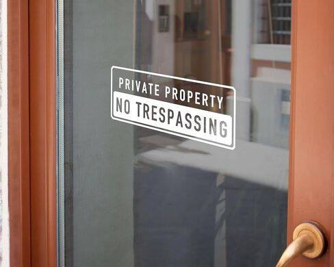 'Private Property No Trespassing' Vinyl Decal Sign 14"x5" Durable Waterproof ， No Trespassing Vinyl Sign Decal for Home, Farms, and Business Security (Outside, White) in Saudi Arabia