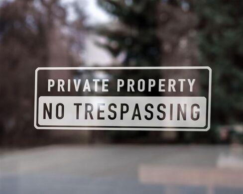 'Private Property No Trespassing' Vinyl Decal Sign 14"x5" Durable Waterproof ， No Trespassing Vinyl Sign Decal for Home, Farms, and Business Security (Outside, White) in Saudi Arabia