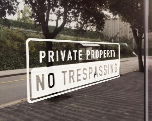 'Private Property No Trespassing' Vinyl Decal Sign 14"x5" Durable Waterproof ， No Trespassing Vinyl Sign Decal for Home, Farms, and Business Security (Outside, White) in Saudi Arabia