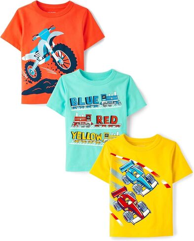 The Children's Place,Baby Boys,and Toddler Vehicle Short Sleeve Graphic T-Shirts,Multipacks,Excavator/My Luck/Race Cars 3-Pack,5 Years in Saudi Arabia