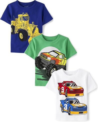 The Children's Place,Baby Boys,and Toddler Vehicle Short Sleeve Graphic T-Shirts,Multipacks,Excavator/My Luck/Race Cars 3-Pack,5 Years in Saudi Arabia