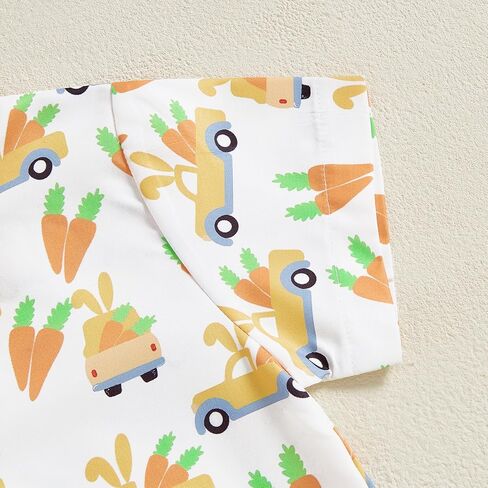 Toddler Baby Boy Summer Clothes Set Easter Bunny Short Sleeve Button Down Shirt And Shorts Gentleman Suit Outfits in Kuwait