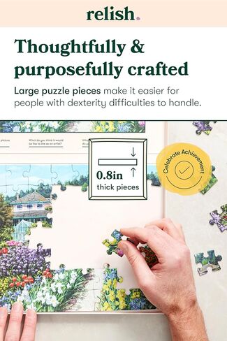 Relish Dementia Puzzles for Adults, 63 Piece Monet's Garden Jigsaw Puzzle, Dementia Activities for Seniors in Kuwait