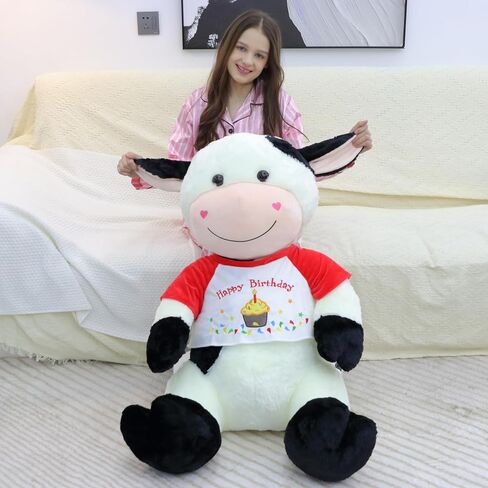 Giant Cow Stuffed Animal Plush, 59" Big Stuffed Cow with Removable T-Shirt, Birthday Valentines Gifts for Kids Boys Girls Girlfriend in Saudi Arabia