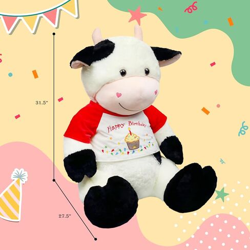 Giant Cow Stuffed Animal Plush, 59" Big Stuffed Cow with Removable T-Shirt, Birthday Valentines Gifts for Kids Boys Girls Girlfriend in Saudi Arabia