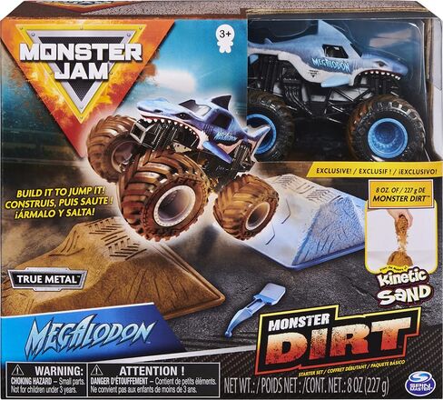 Monster Jam, Megalodon Monster Dirt Starter Set, Featuring 8oz of Monster Dirt and Official 1:64 Scale Die-Cast Monster Jam Truck in Saudi Arabia