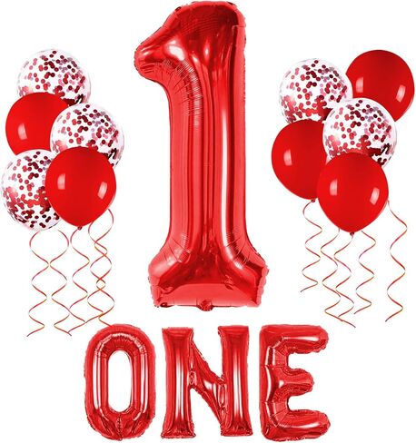 Large One Bullet Confetti Balloons - 40 inch Number 1 Helium Filled 1 Year Old Balloons for Boys' 1st Birthday in Saudi Arabia