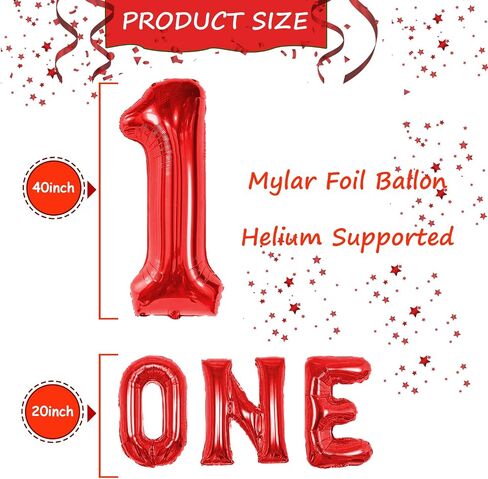 Large One Bullet Confetti Balloons - 40 inch Number 1 Helium Filled 1 Year Old Balloons for Boys' 1st Birthday in Saudi Arabia