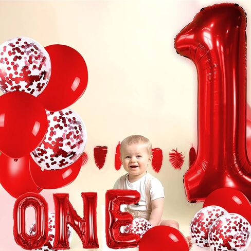 Large One Bullet Confetti Balloons - 40 inch Number 1 Helium Filled 1 Year Old Balloons for Boys' 1st Birthday in Saudi Arabia