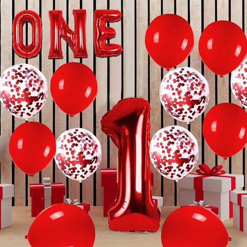 Large One Bullet Confetti Balloons - 40 inch Number 1 Helium Filled 1 Year Old Balloons for Boys' 1st Birthday in Saudi Arabia
