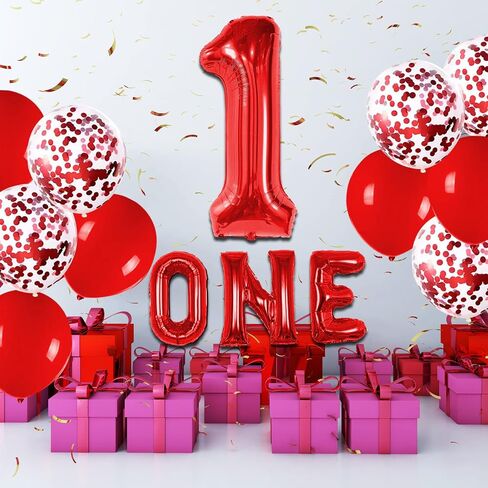 Large One Bullet Confetti Balloons - 40 inch Number 1 Helium Filled 1 Year Old Balloons for Boys' 1st Birthday in Saudi Arabia