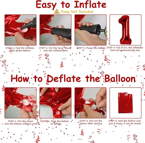 Large One Bullet Confetti Balloons - 40 inch Number 1 Helium Filled 1 Year Old Balloons for Boys' 1st Birthday in Saudi Arabia