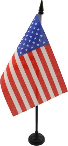 United States Table Flag 4'' x 6'' - USA - US - American Desk Flag 15 x 10 cm - Black plastic stick and base - AZ FLAG in Kuwait