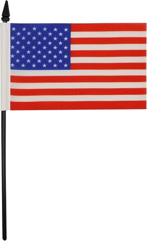 United States Table Flag 4'' x 6'' - USA - US - American Desk Flag 15 x 10 cm - Black plastic stick and base - AZ FLAG in Kuwait