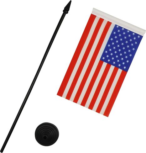 United States Table Flag 4'' x 6'' - USA - US - American Desk Flag 15 x 10 cm - Black plastic stick and base - AZ FLAG in Kuwait