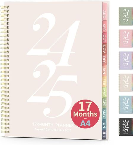 مخطط أكاديمي لمدة 17 شهرًا 2024-2025، مخطط كتاب جدول الأعمال الأسبوعي والشهري من Forvencer، أغسطس 2024 - ديسمبر 2025، 5 بوصة × 8 بوصة، مخطط تقويم طلاب الكلية المبسط الجمالي مع علامة تبويب شهرية، غطاء مرن (A5، أسود) in Kuwait