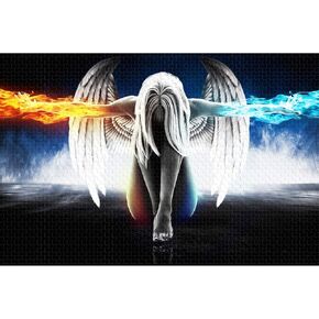 Jigsaw Puzzle 1000 Piece Ice Fire Angel Adult Puzzle DIY Kit Wooden Puzzle Modern Home Decor Unique Gift