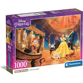 Clementoni Jigsaw Puzzle Disney The Belle and The Beast 1000 Pieces - Poster Included, Puzzle for Adults 14-99 Years, Gift for Men/Women, Disney Princess, Made in Italy, 39854