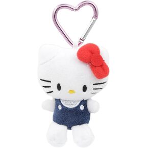 Hello Plush Kitty Keychain with Heart Shape Clip 4" Inch Stuffed Plushie Purse Bag Charm Backpack Lucky Doll