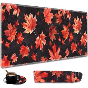 Durable Desk Mat and Coaster Stylish Set, Large Gaming Office Mouse Pad 31.5 "x 11.8", Extended Non-Slip Rubber Keyboard Pad, Laptop & Home, Psychedelic Butterfly