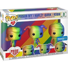 Funko DC Heroes Poison Ivy, Harley Quinn and Robin Rainbow 3-Pack Pride Pop! Vinyl Collectible Toy Figure Set - Limited Edition Exclusive