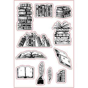 Vintage Books Silicone Scrapbooking Embossing Stamp Set Printing Clear Stamp for Album Paper Card Making Silicone Stamps for Crafting Arts, Crafts