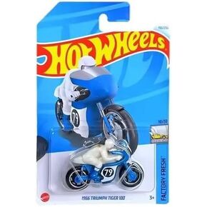 Hot Wheels 1966 Triumph Tiger 100 Motorcycle, 1:64 Scale, Blue