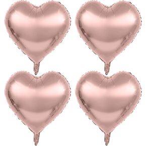4 Pieces 32 Inches Large Heart Shaped Huge Metallic Red Foil Balloons Love Balloons for Valentine's Day Wedding Engagement Anniversary Party Favor Decorations (Rose Gold)