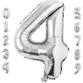 40 Inch Large Silver Number 2 Balloon Extra Big Size Jumbo Digit Mylar Foil Helium Balloons for Birthday Party Celebration Decorations Graduations Wedding Anniversary Baby Shower Supplies Engagement