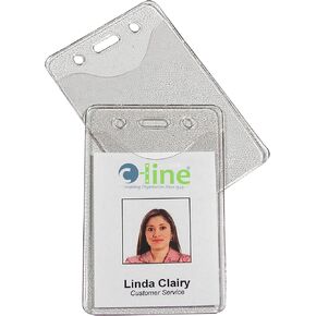 C-Line Heavy Duty Vinyl Badge Holders, Vertical, 2.38 x 3.38 Inches, 100 per Pack, Clear (88617)