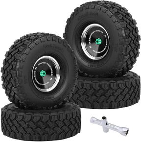 RC Aluminum 1.9 Wheel Tires for 1/10 RC Crawler Car SCX10 SCX10 II 90046 SCX10 III AXI03007 SCX10 Pro TRX4 TRX6 D90 Gen7/8 VS4-10 MST CFX,4PCS 1.9 Beadlock Wheel,Silver