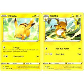 Pokemon Sword & Shield Evolution Set - Raichu & Pikachu - 066/202 - Rare 2 Card Lot