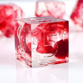 DND Dice Set Sharp Edge Dice， Resin D&D Dice Set for TTRPGs Dungeons and Dragons Gifts，Resin Dice Dungeons and Dragons D&D Dice(Blood)