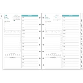 2025-2026 Planner Refills – 8-Disc Discbound One Page Per Day Daily ＆ Monthly Planner, Runs from July 2025 to June 2026, Prioritized, To-Do List, Notes, Appointment Schedule, Junior Size, 5.8"x8.3"