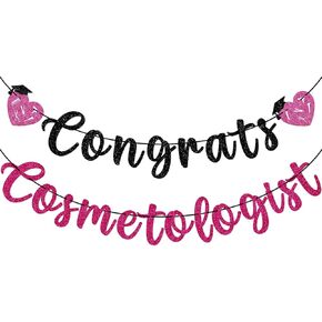 Congrats Cosmetologist Banner, Cosmetology Graduation Decorations, Cosmetology Graduation Party Supplies, Cosmetology Supplies, NO-DIY