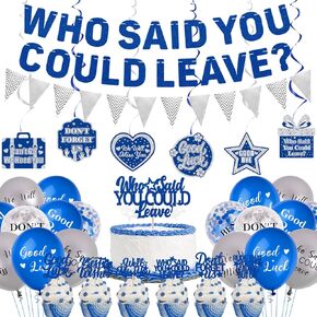 Roetyce Farewell Party Decorations, Who Said You Could Leave Banner Cake Toppers Balloons Hanging Swirls, Going Away Retirement Leaving Party Decorations for Men Women, Coworker Goodbye Party Supplies