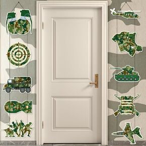 10pcs Military Camouflage Party Decorations Camouflage Banner Army Birthday Party Decorations Camo Camouflage Military Door Banner Army Door Sign Army Party Supplies for Door Wall Indoor Outdoor