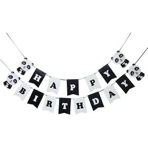 Panda Happy Birthday Banner - Panda Bamboo Birthday Party Decorations - For Boys Girls Kids Birthday Party Decorations